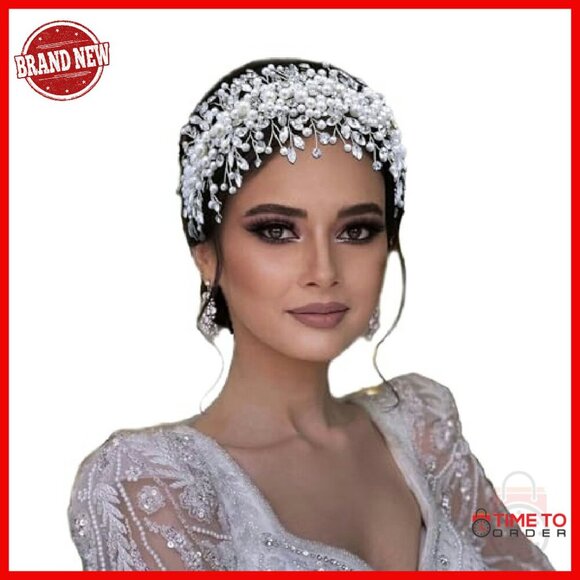 Pearl Rhinestone Bridal Headpiece Wedding Headband Elegant Statement main image 7